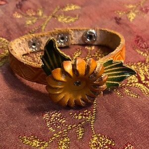 Handmade Leather flower Bracelet